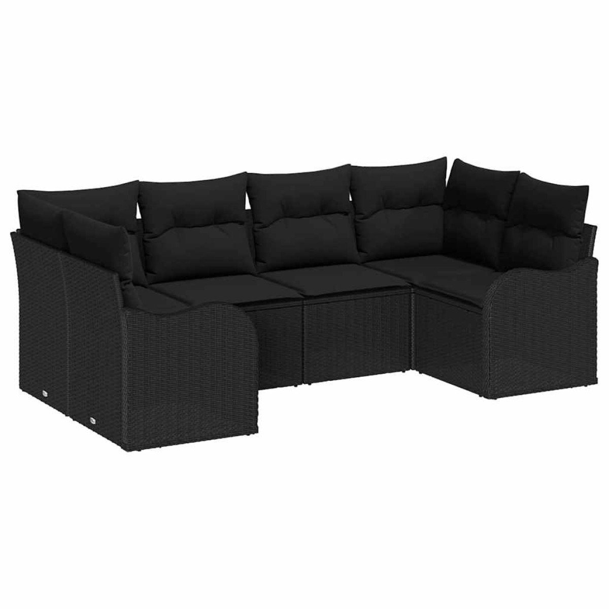 vidaXL Σετ Καναπέ Κήπου με μαξιλάρι 6 pcs Μαύρο Πολυ ράταν