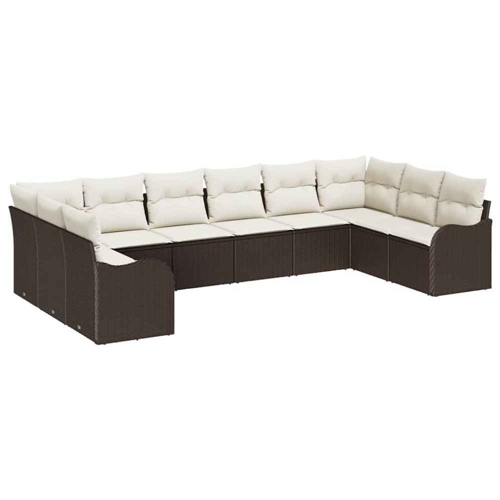 vidaXL Σετ Καναπέ Κήπου Καφέ 344 x 177,5 x 85 εκ συνθετικό ρατάν