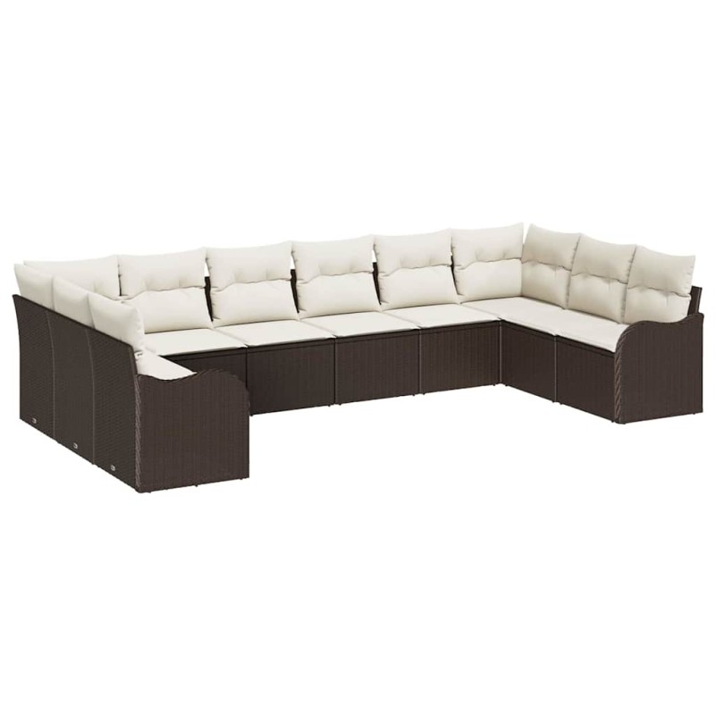 vidaXL Σετ Καναπέ Κήπου Καφέ 344 x 177,5 x 85 εκ συνθετικό ρατάν