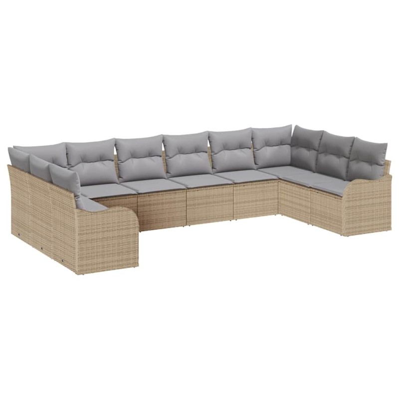 vidaXL Σετ Καναπέ Κήπου Μπεζ 344 x 177,5 x 85 εκ συνθετικό ρατάν