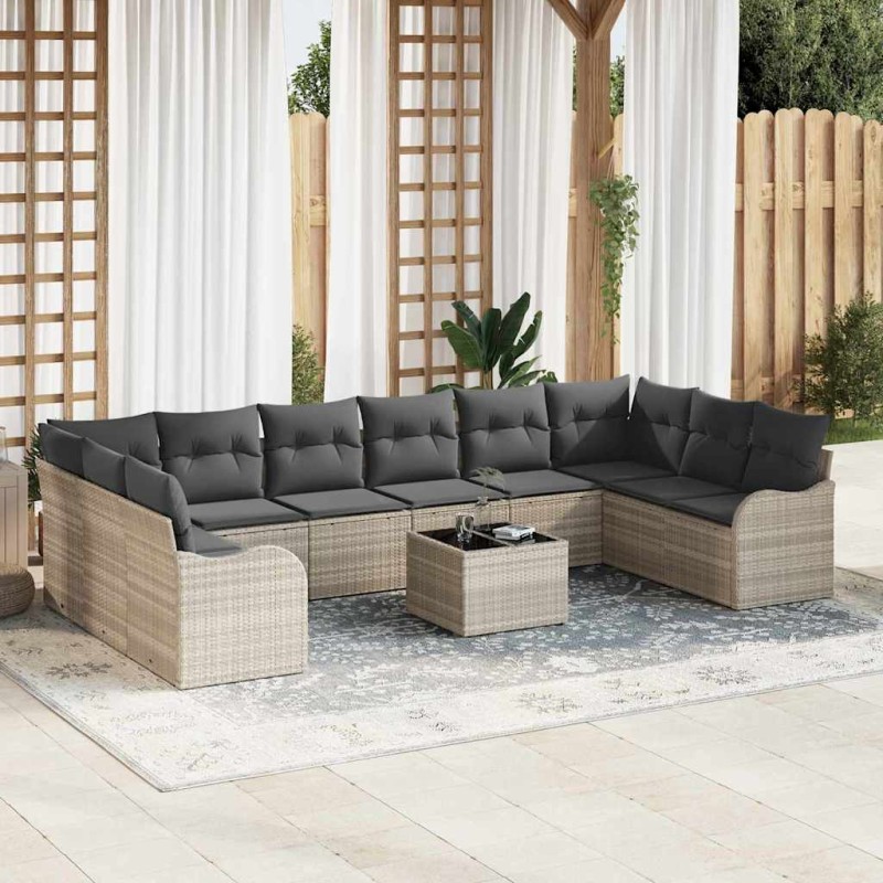 vidaXL Σετ Καναπέ Κήπου Ανοιχτό γκρι 55 x 55 x 37 εκ συνθετικό ρατάν