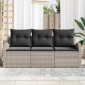 vidaXL Σετ Καναπέ Κήπου με μαξιλάρι 3 pcs Ανοιχτό γκρι Πολυ ράταν