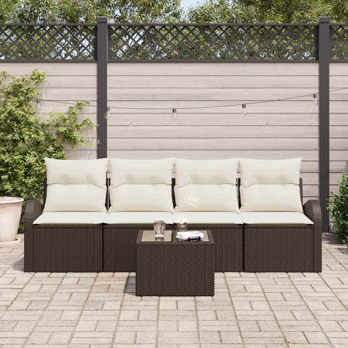 vidaXL Σετ Καναπέ Κήπου Καφέ 55 x 55 x 37 εκ συνθετικό ρατάν