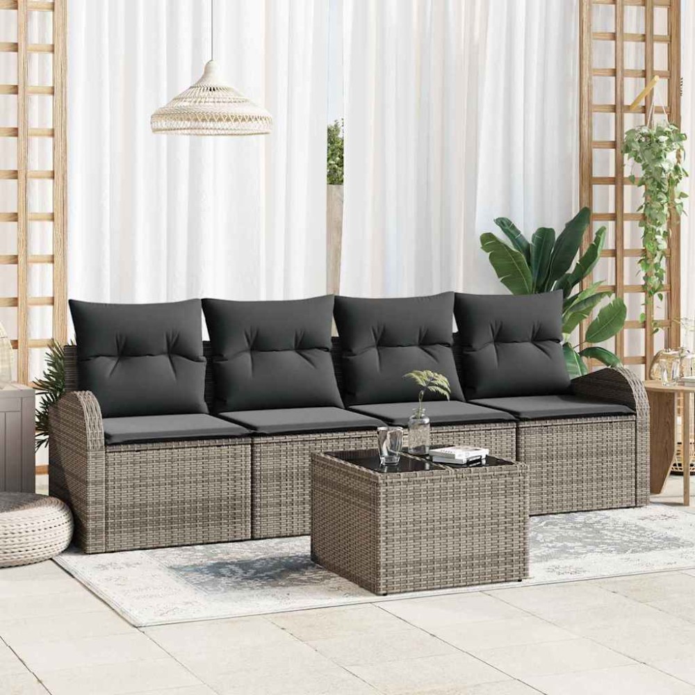 vidaXL Σετ Καναπέ Κήπου Γκρι 55 x 55 x 37 εκ συνθετικό ρατάν