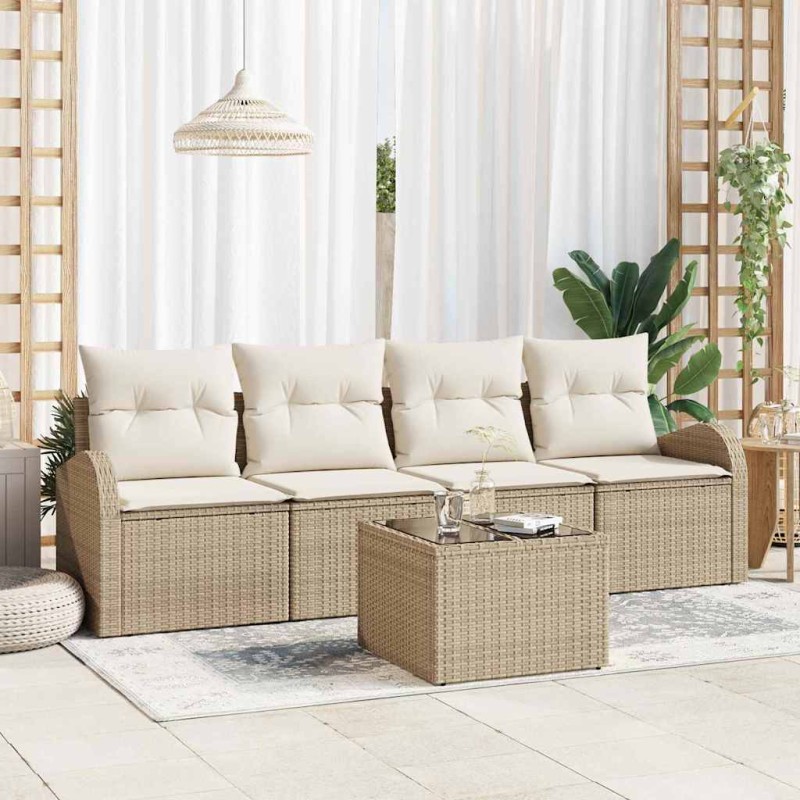 vidaXL Σετ Καναπέ Κήπου Μπεζ 55 x 55 x 37 εκ συνθετικό ρατάν