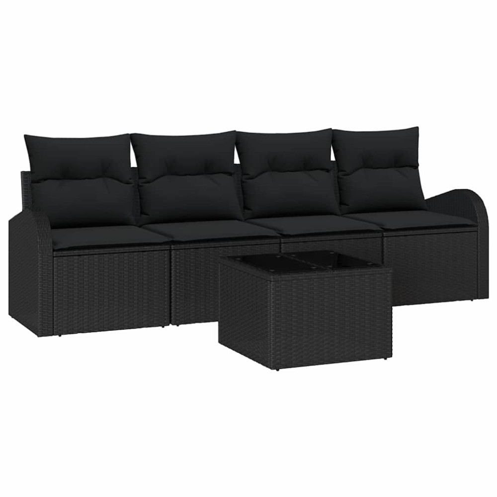 vidaXL Σετ Καναπέ Κήπου Μαύρο 55 x 55 x 37 εκ συνθετικό ρατάν
