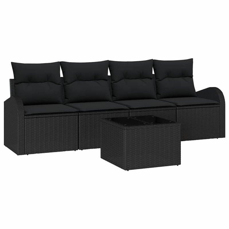 vidaXL Σετ Καναπέ Κήπου Μαύρο 55 x 55 x 37 εκ συνθετικό ρατάν