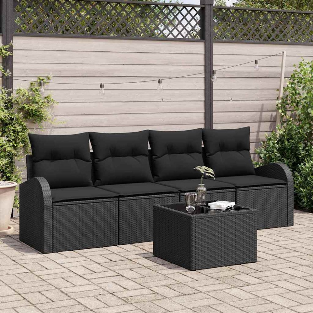 vidaXL Σετ Καναπέ Κήπου Μαύρο 55 x 55 x 37 εκ συνθετικό ρατάν