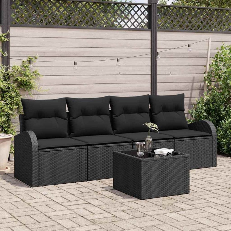 vidaXL Σετ Καναπέ Κήπου Μαύρο 55 x 55 x 37 εκ συνθετικό ρατάν
