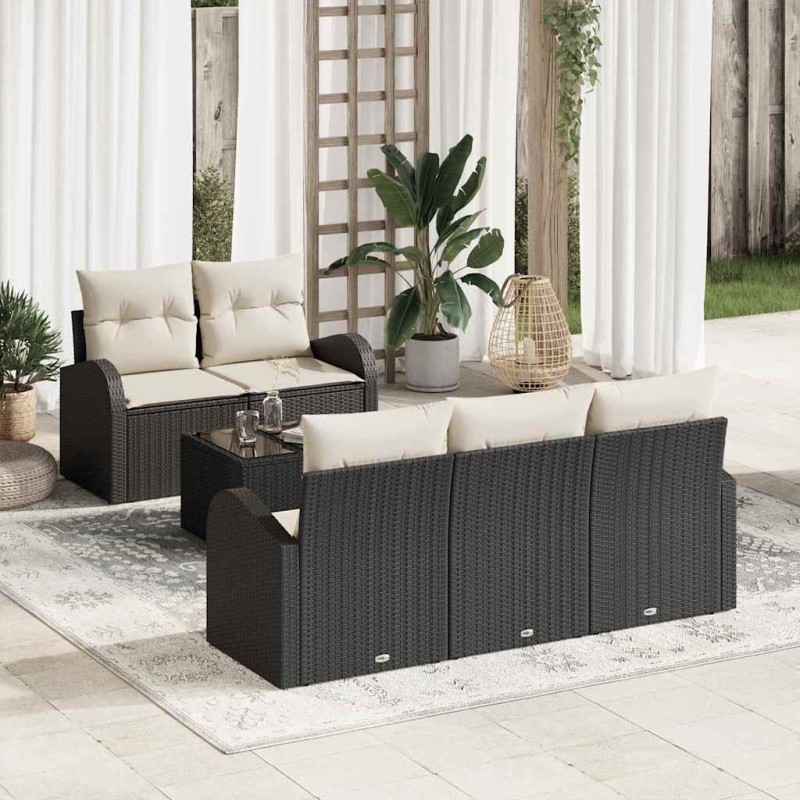 vidaXL Σετ Καναπέ Κήπου Μαύρο 55 x 55 x 37 εκ συνθετικό ρατάν