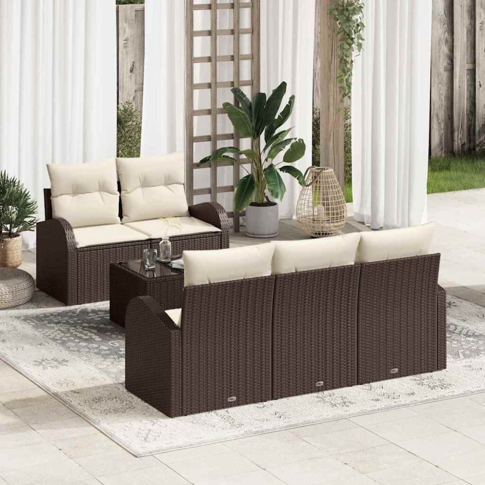 vidaXL Σετ Καναπέ Κήπου Καφέ 55 x 55 x 37 εκ συνθετικό ρατάν