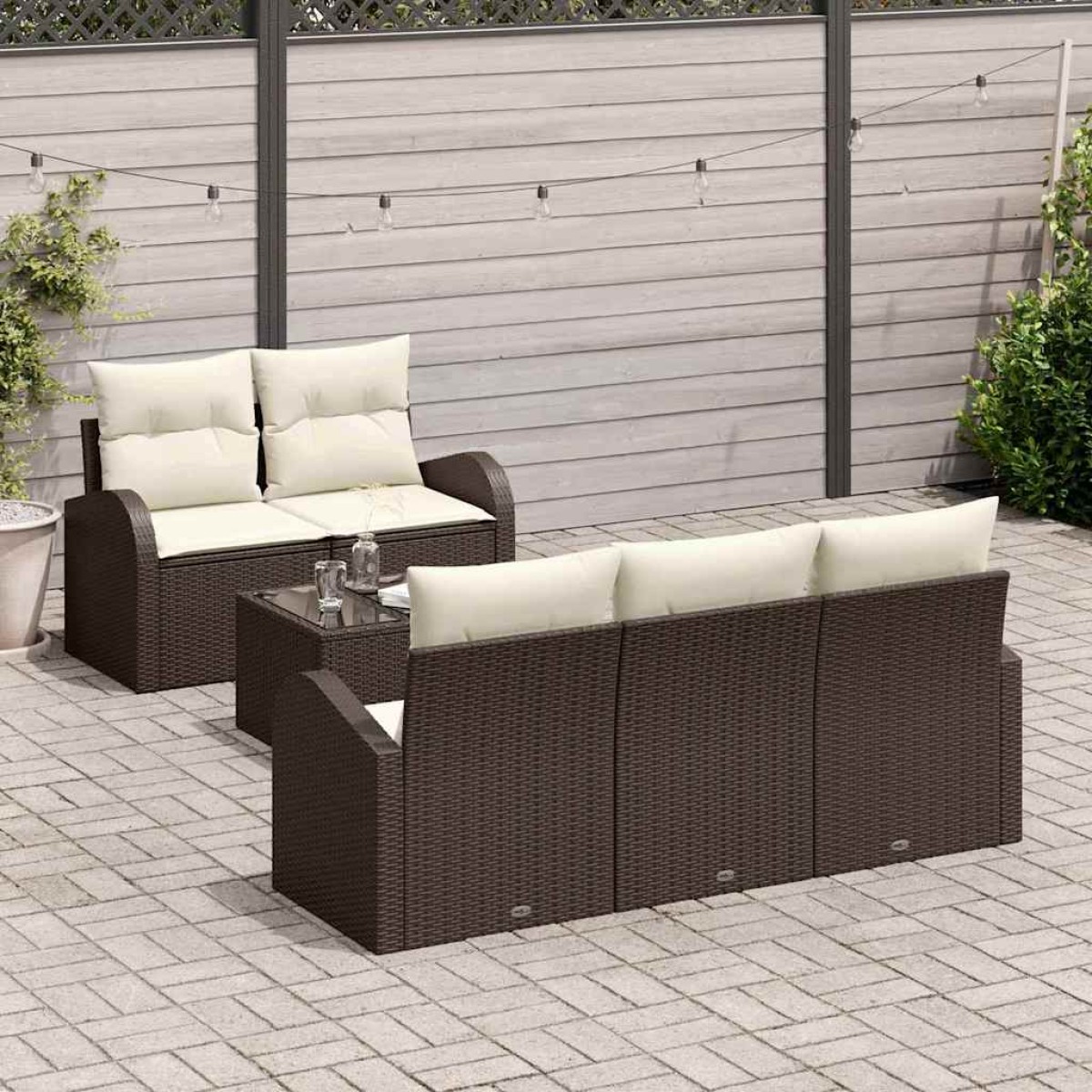 vidaXL Σετ Καναπέ Κήπου Καφέ 55 x 55 x 37 εκ συνθετικό ρατάν