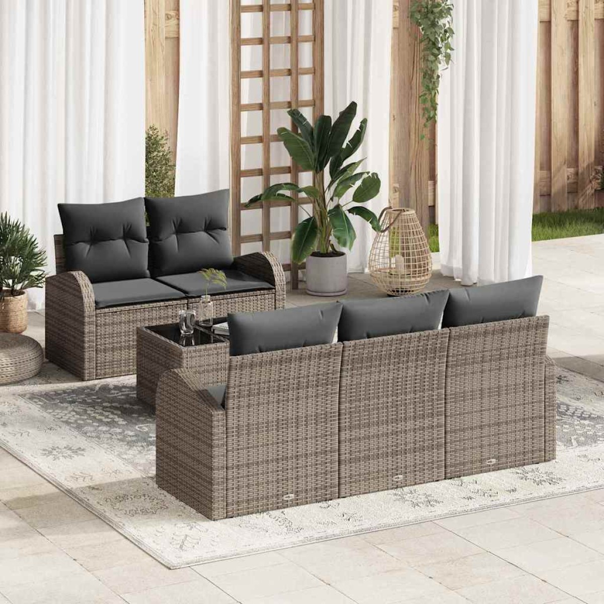 vidaXL Σετ Καναπέ Κήπου Γκρι 55 x 55 x 37 εκ συνθετικό ρατάν