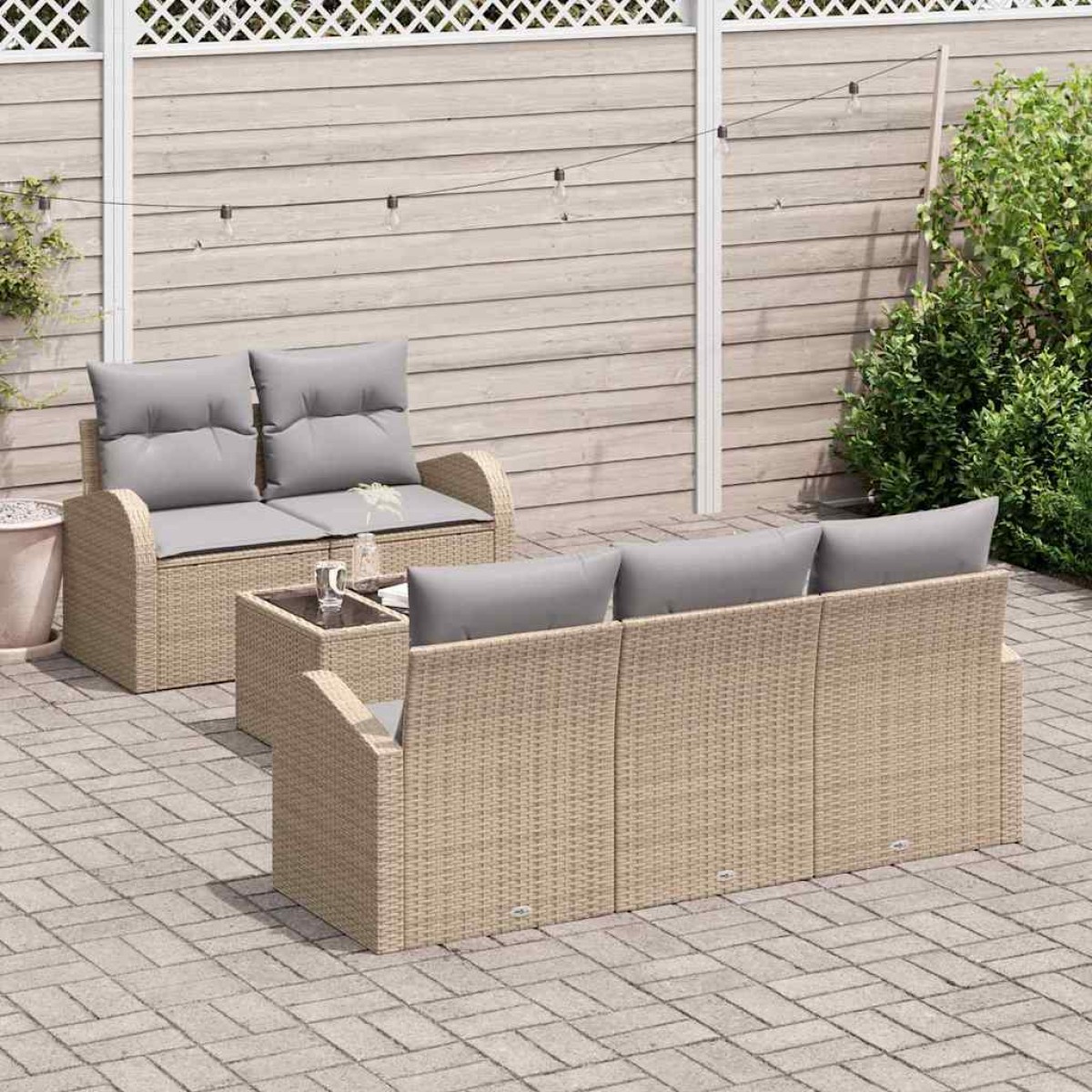 vidaXL Σετ Καναπέ Κήπου Μπεζ 55 x 55 x 37 εκ συνθετικό ρατάν