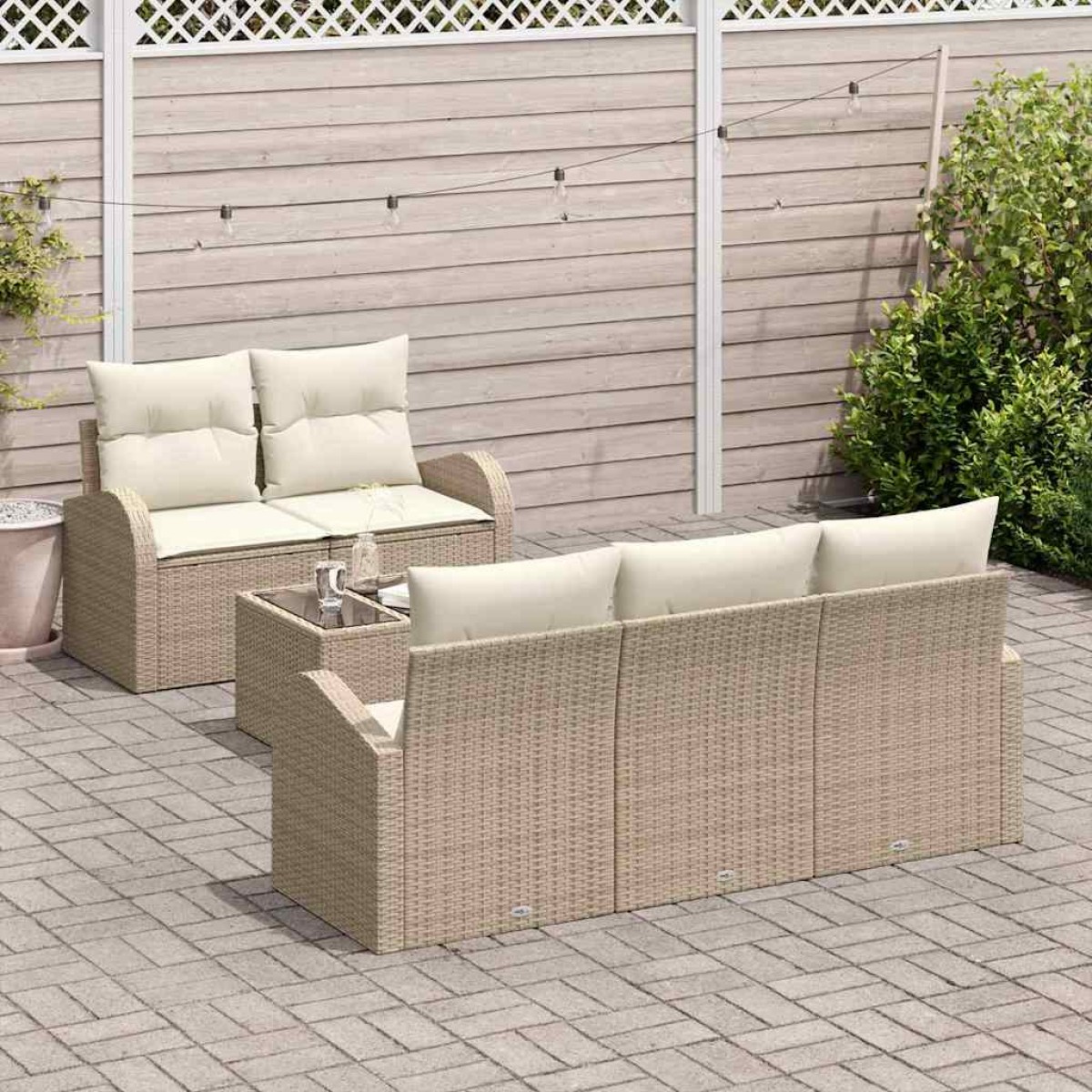 vidaXL Σετ Καναπέ Κήπου Μπεζ 55 x 55 x 37 εκ συνθετικό ρατάν