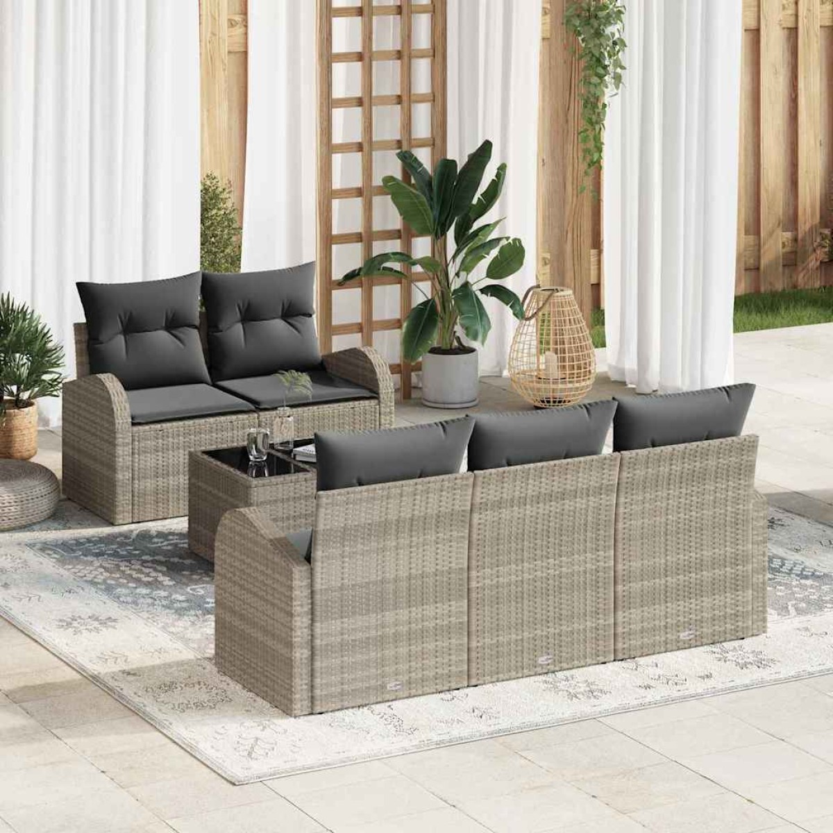 vidaXL Σετ Καναπέ Κήπου Ανοιχτό γκρι 55 x 55 x 37 εκ συνθετικό ρατάν