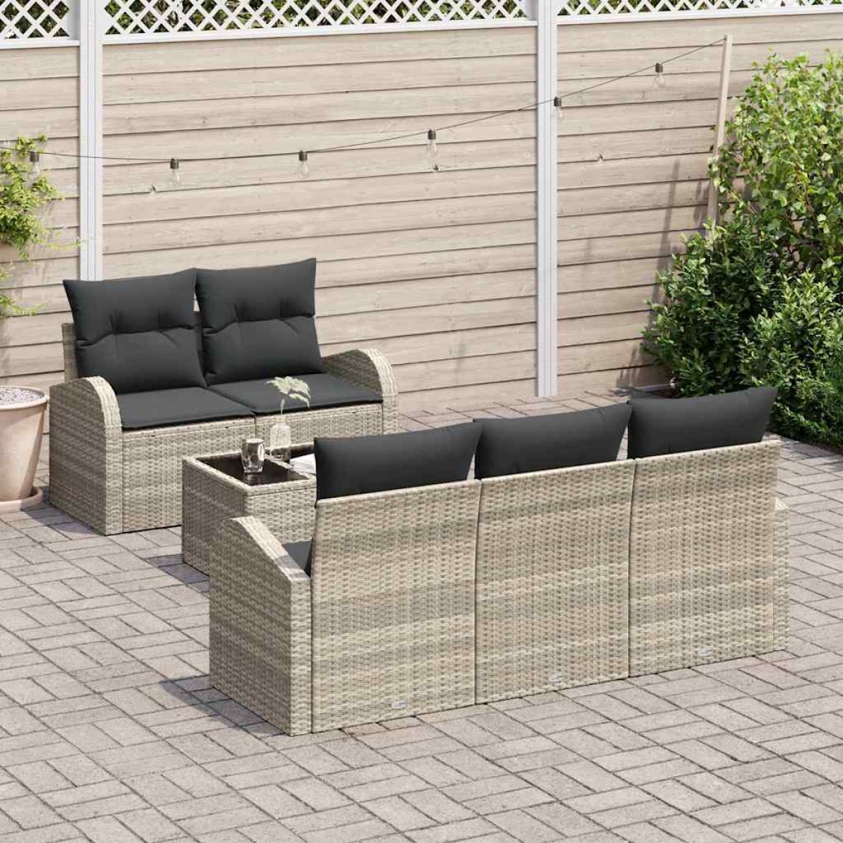 vidaXL Σετ Καναπέ Κήπου Ανοιχτό γκρι 55 x 55 x 37 εκ συνθετικό ρατάν