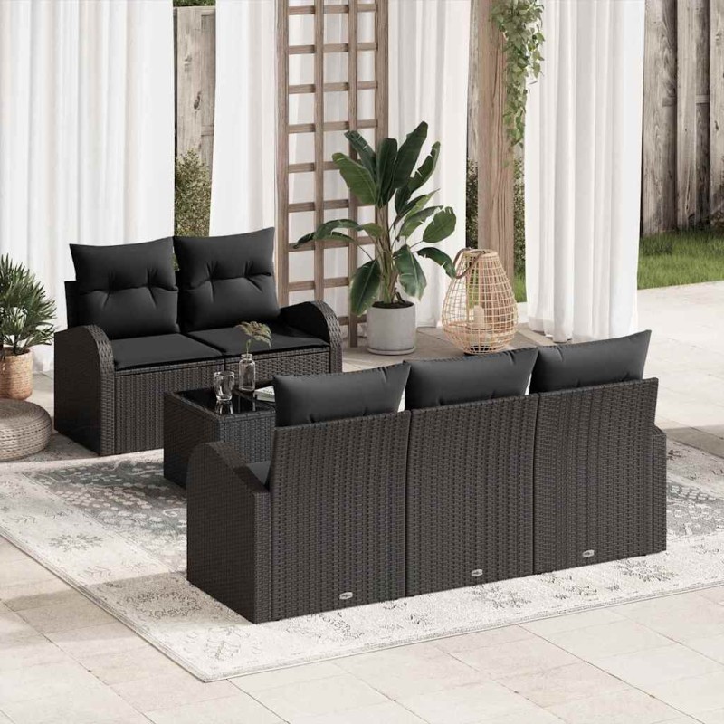 vidaXL Σετ Καναπέ Κήπου Μαύρο 55 x 55 x 37 εκ συνθετικό ρατάν