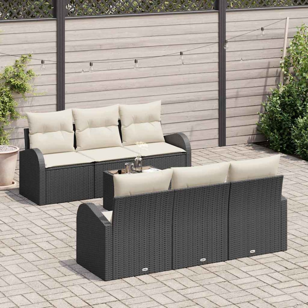 vidaXL Σετ Καναπέ Κήπου Μαύρο 55 x 55 x 37 εκ συνθετικό ρατάν