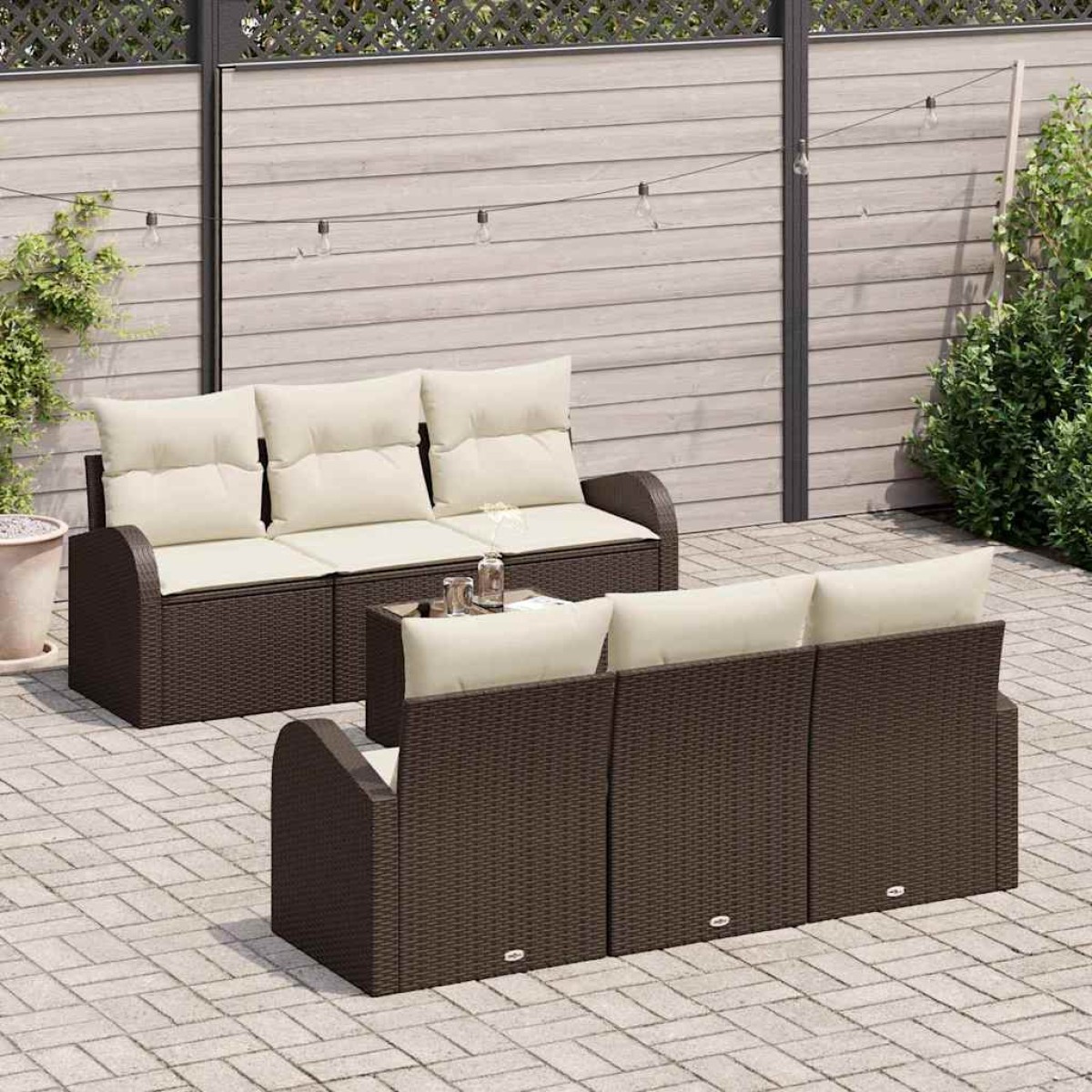 vidaXL Σετ Καναπέ Κήπου Καφέ 55 x 55 x 37 εκ συνθετικό ρατάν