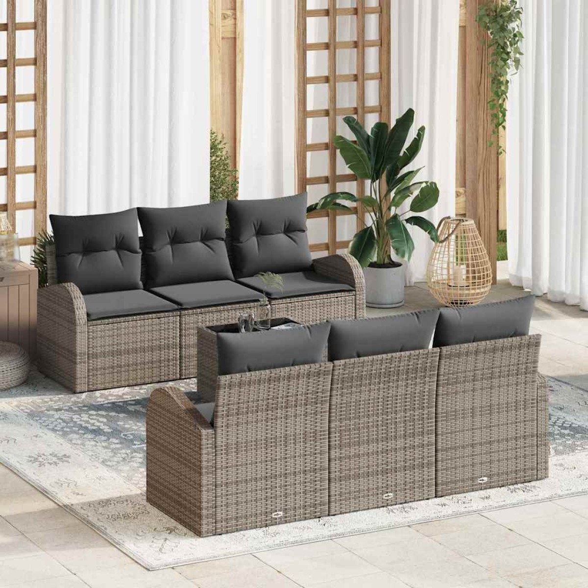 vidaXL Σετ Καναπέ Κήπου Γκρι 55 x 55 x 37 εκ συνθετικό ρατάν