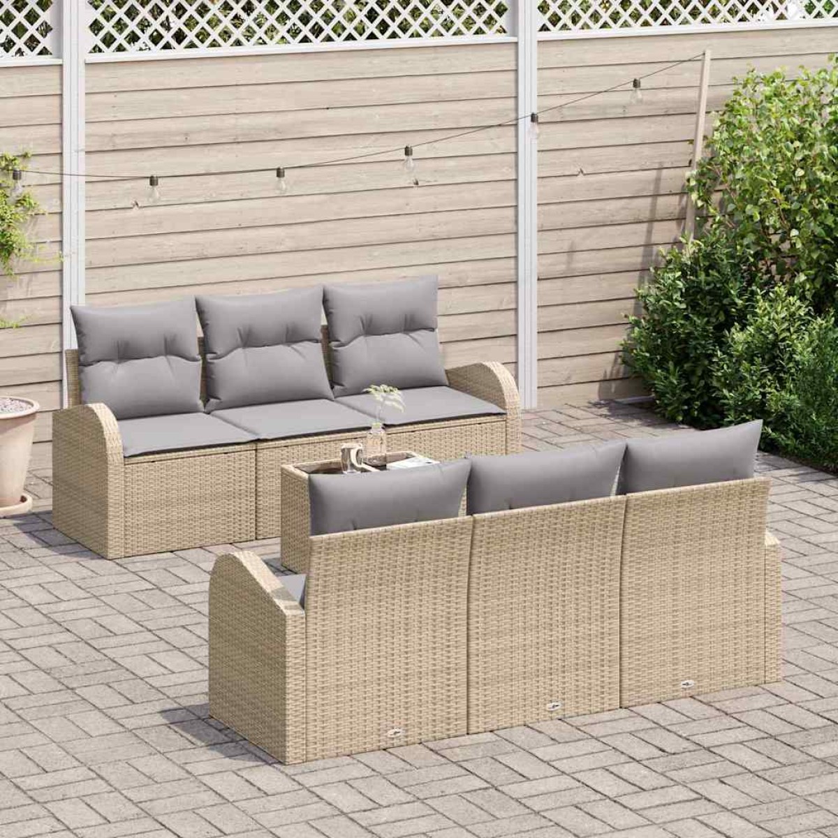 vidaXL Σετ Καναπέ Κήπου Μπεζ 55 x 55 x 37 εκ συνθετικό ρατάν