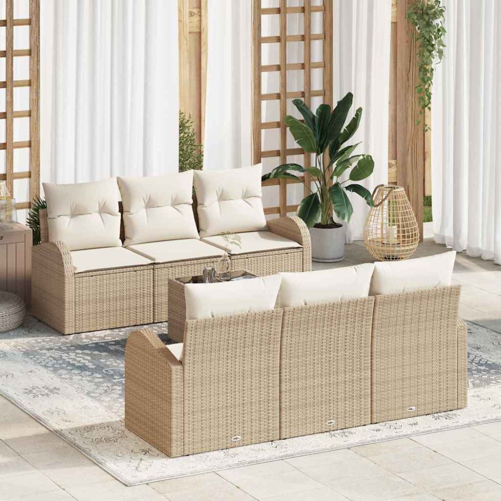 vidaXL Σετ Καναπέ Κήπου Μπεζ 55 x 55 x 37 εκ συνθετικό ρατάν