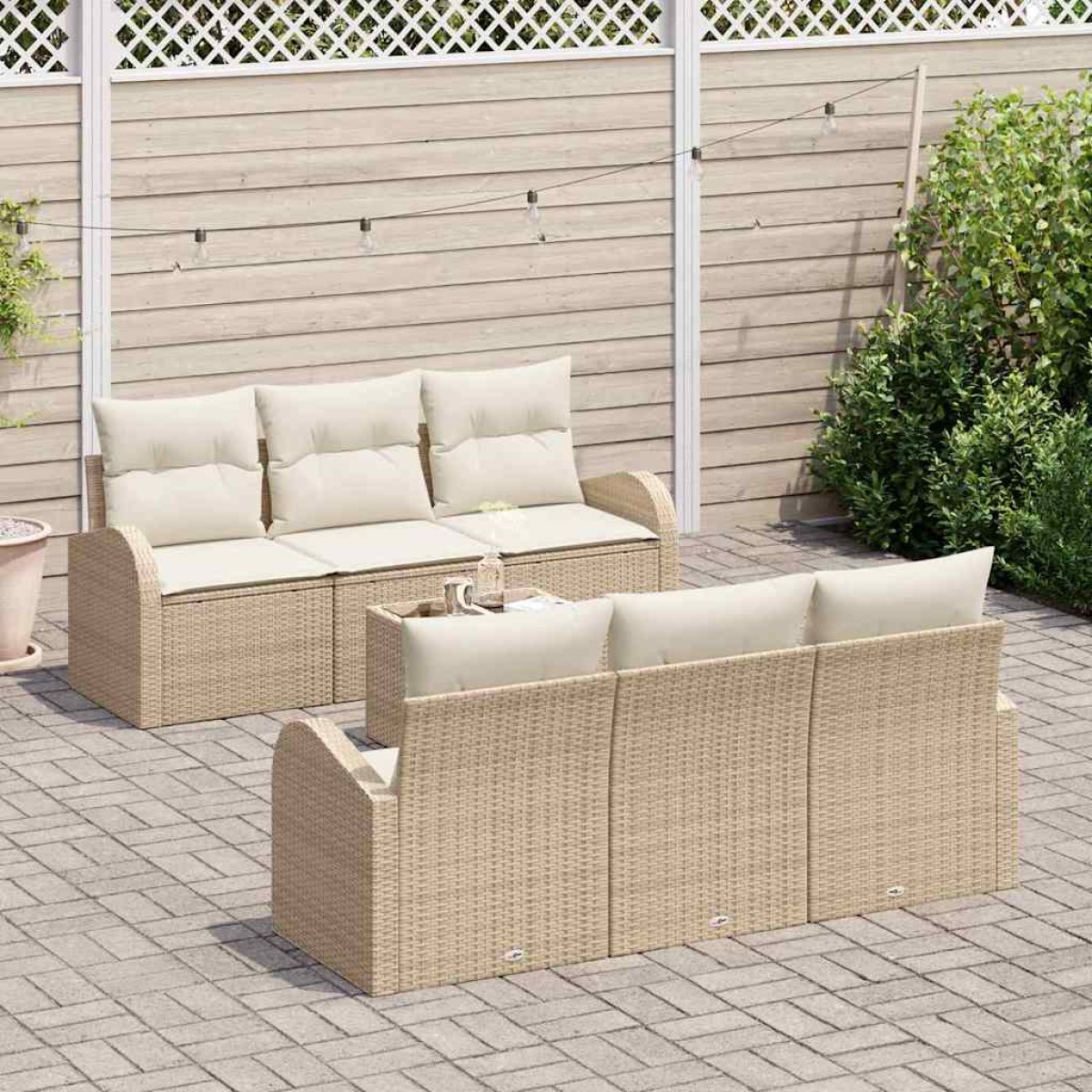 vidaXL Σετ Καναπέ Κήπου Μπεζ 55 x 55 x 37 εκ συνθετικό ρατάν