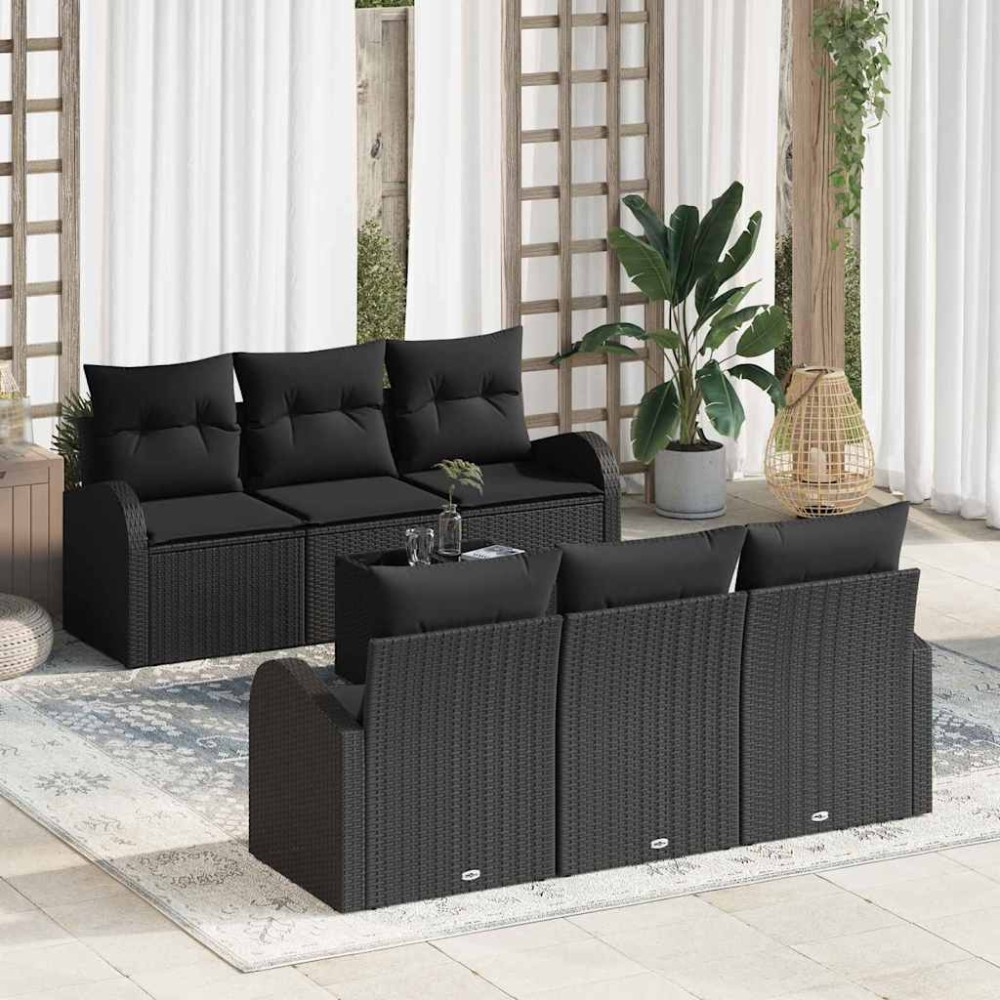 vidaXL Σετ Καναπέ Κήπου Μαύρο 55 x 55 x 37 εκ συνθετικό ρατάν