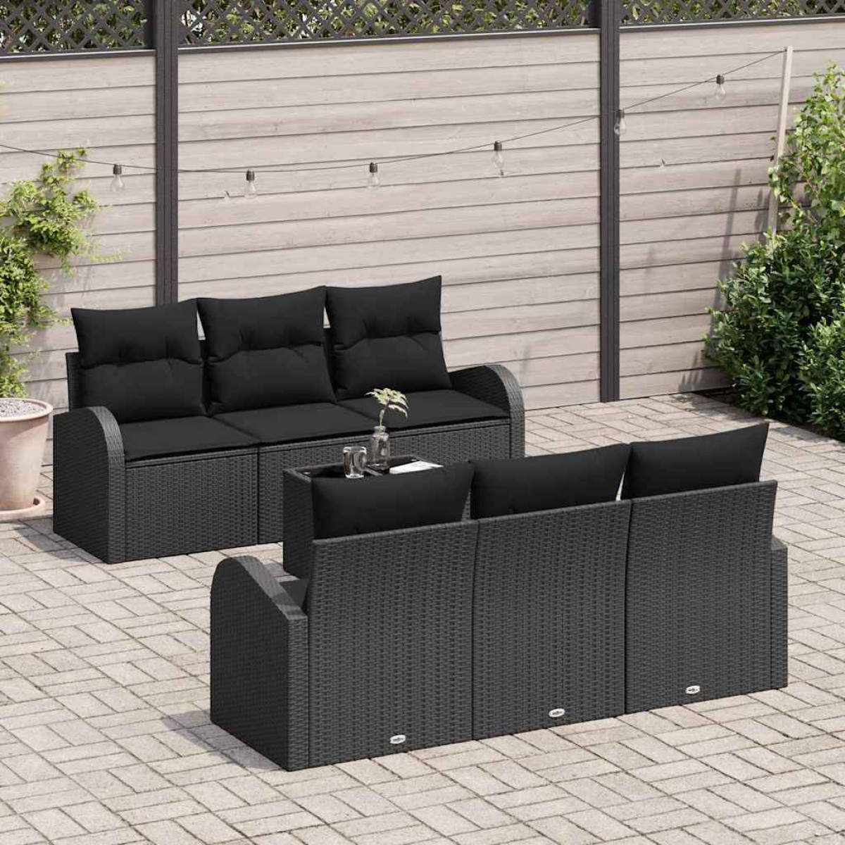 vidaXL Σετ Καναπέ Κήπου Μαύρο 55 x 55 x 37 εκ συνθετικό ρατάν