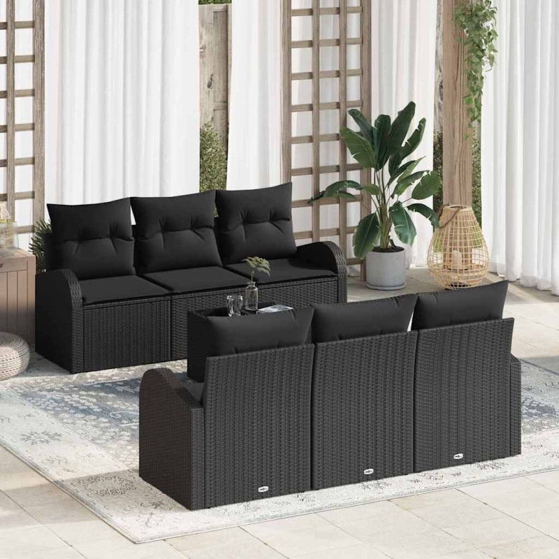 vidaXL Σετ Καναπέ Κήπου Μαύρο 55 x 55 x 37 εκ συνθετικό ρατάν