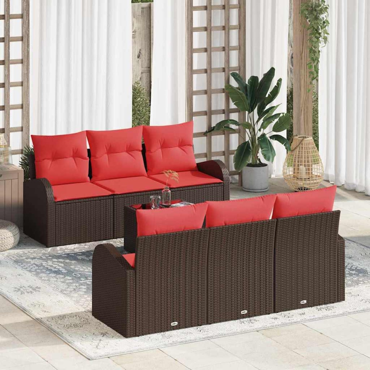 vidaXL Σετ Καναπέ Κήπου Καφέ 55 x 55 x 37 εκ συνθετικό ρατάν
