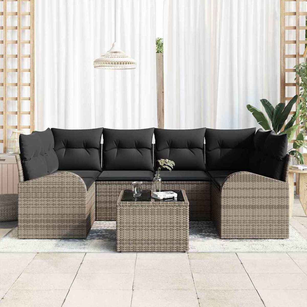 vidaXL Σετ Καναπέ Κήπου Γκρι 55 x 55 x 37 εκ συνθετικό ρατάν