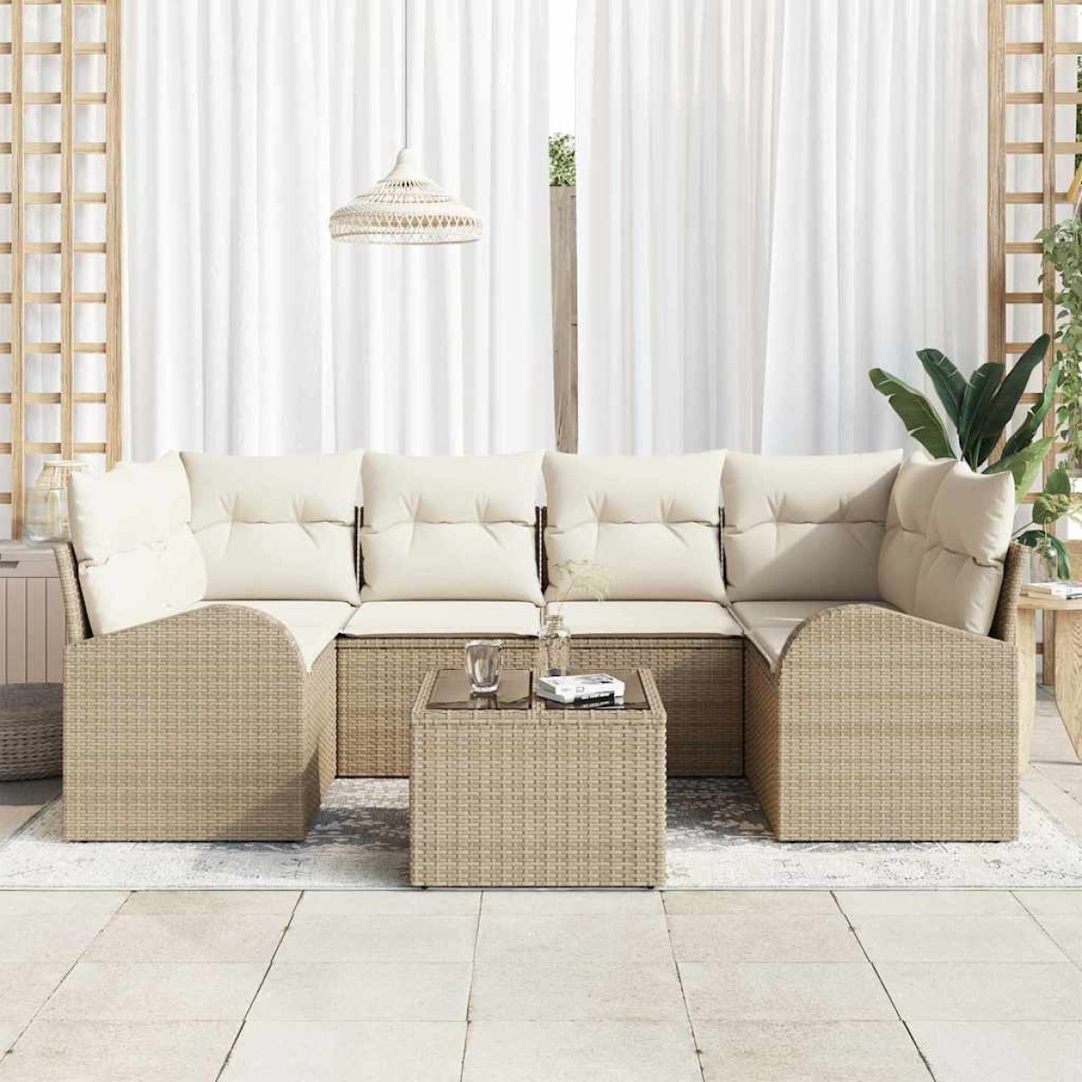 vidaXL Σετ Καναπέ Κήπου Μπεζ 55 x 55 x 37 εκ συνθετικό ρατάν