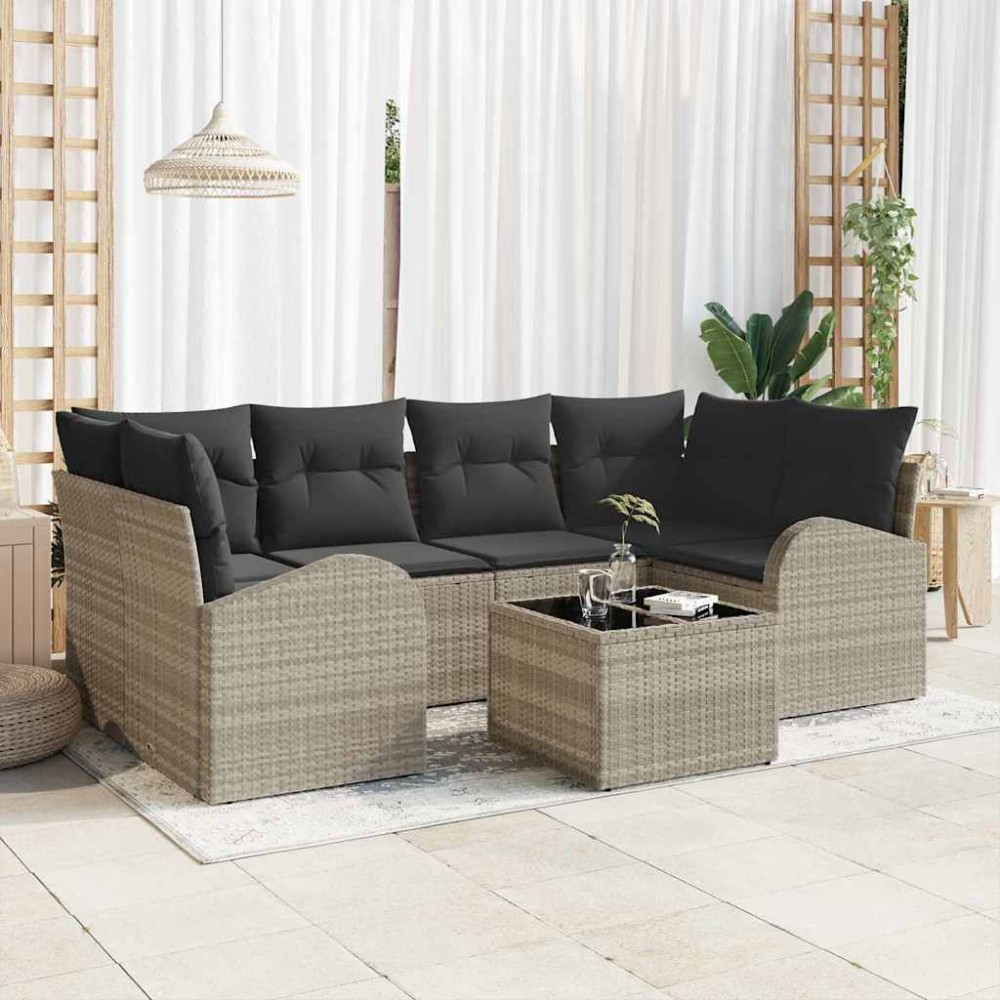 vidaXL Σετ Καναπέ Κήπου Ανοιχτό γκρι 55 x 55 x 37 εκ συνθετικό ρατάν