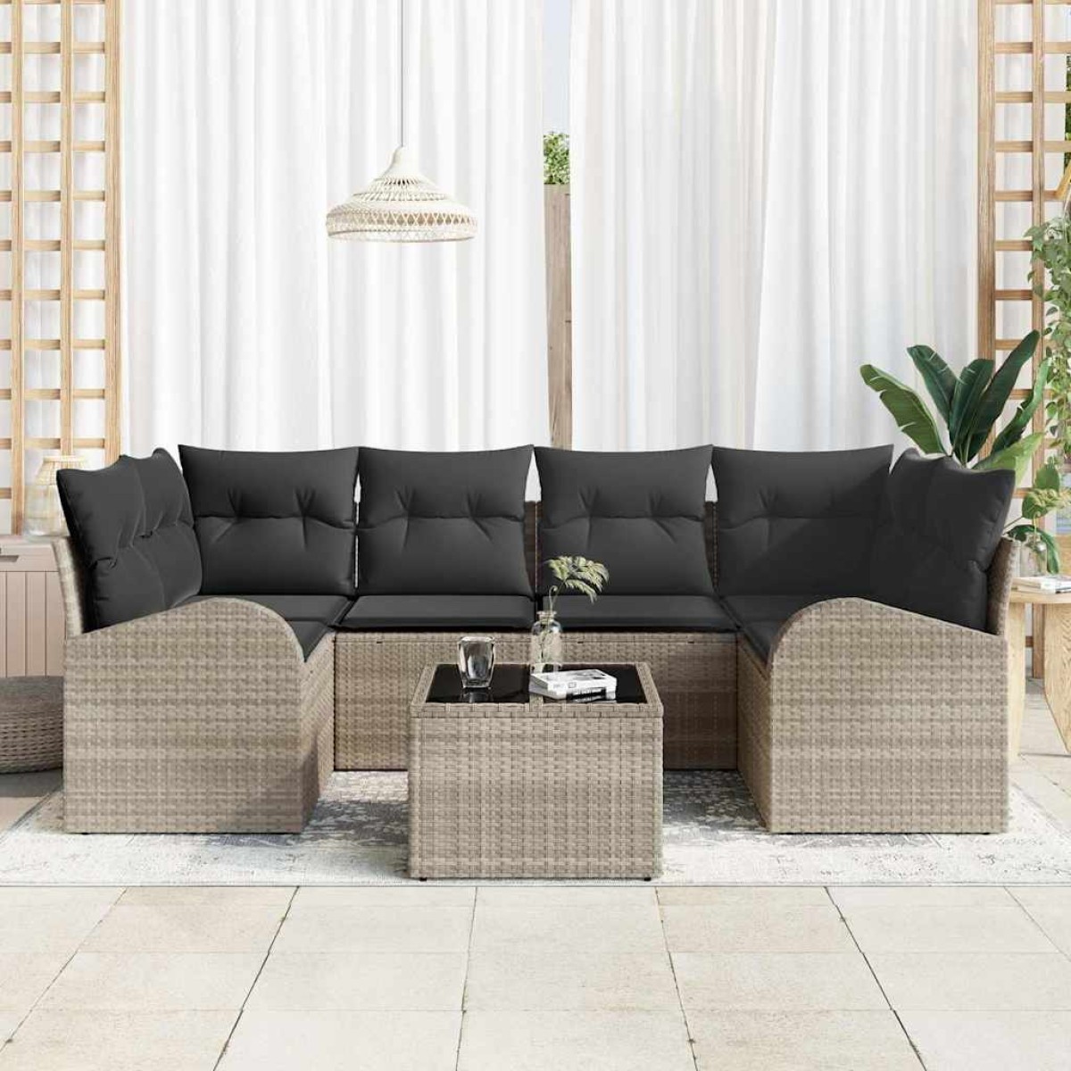 vidaXL Σετ Καναπέ Κήπου Ανοιχτό γκρι 55 x 55 x 37 εκ συνθετικό ρατάν