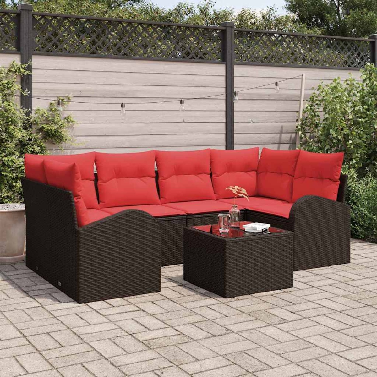 vidaXL Σετ Καναπέ Κήπου Καφέ 55 x 55 x 37 εκ συνθετικό ρατάν