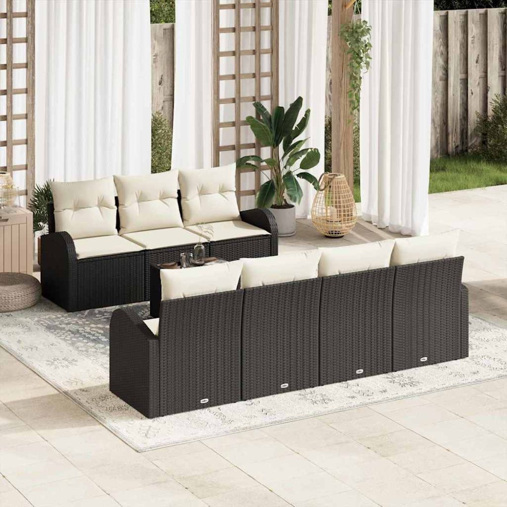 vidaXL Σετ Καναπέ Κήπου Μαύρο 55 x 55 x 37 εκ συνθετικό ρατάν