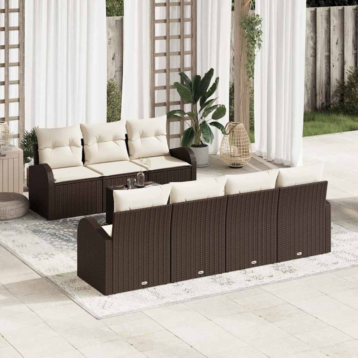 vidaXL Σετ Καναπέ Κήπου Καφέ 55 x 55 x 37 εκ συνθετικό ρατάν