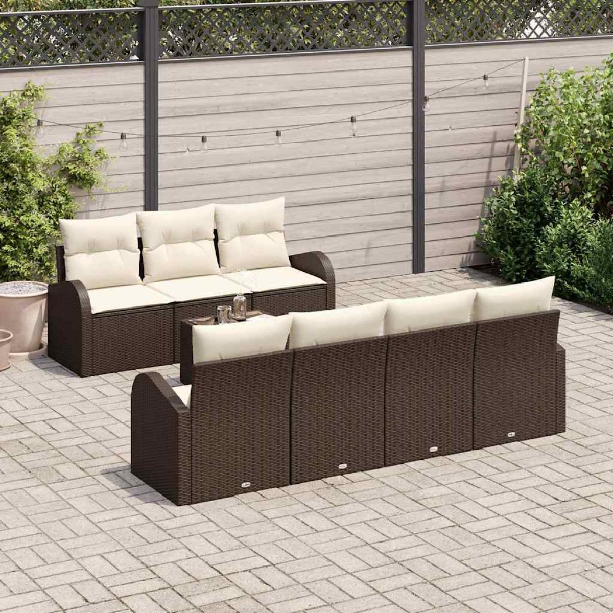 vidaXL Σετ Καναπέ Κήπου Καφέ 55 x 55 x 37 εκ συνθετικό ρατάν