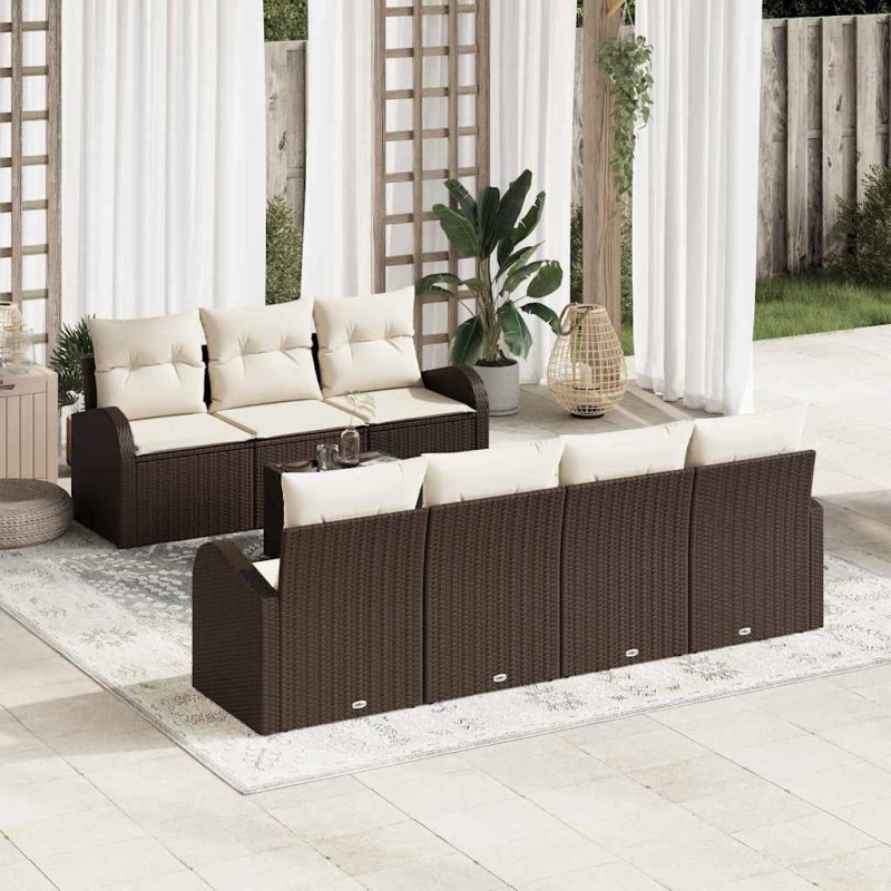 vidaXL Σετ Καναπέ Κήπου Καφέ 55 x 55 x 37 εκ συνθετικό ρατάν