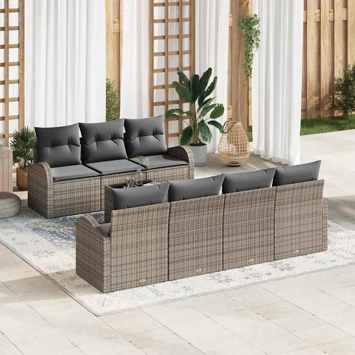 vidaXL Σετ Καναπέ Κήπου Γκρι 55 x 55 x 37 εκ συνθετικό ρατάν