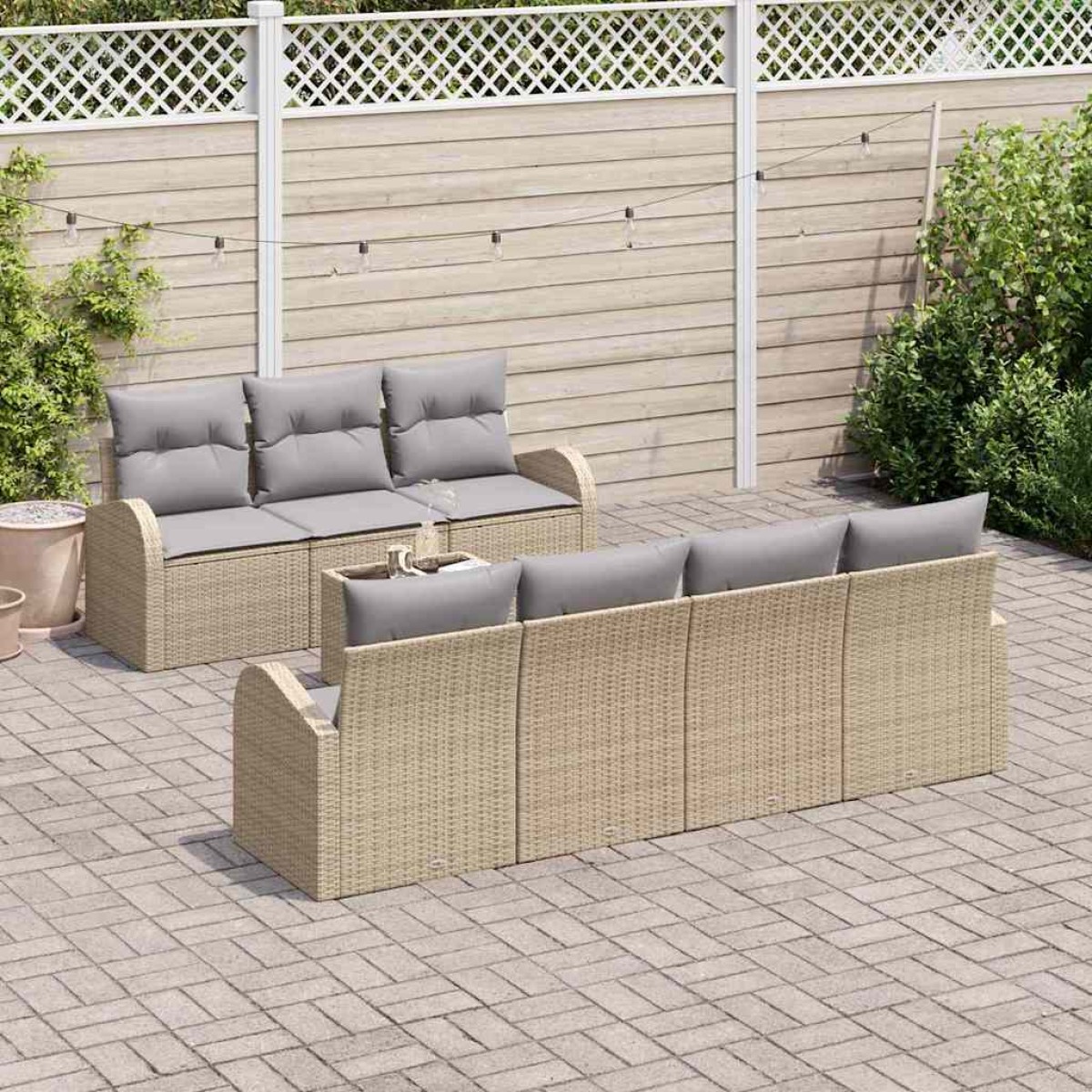 vidaXL Σετ Καναπέ Κήπου Μπεζ 55 x 55 x 37 εκ συνθετικό ρατάν