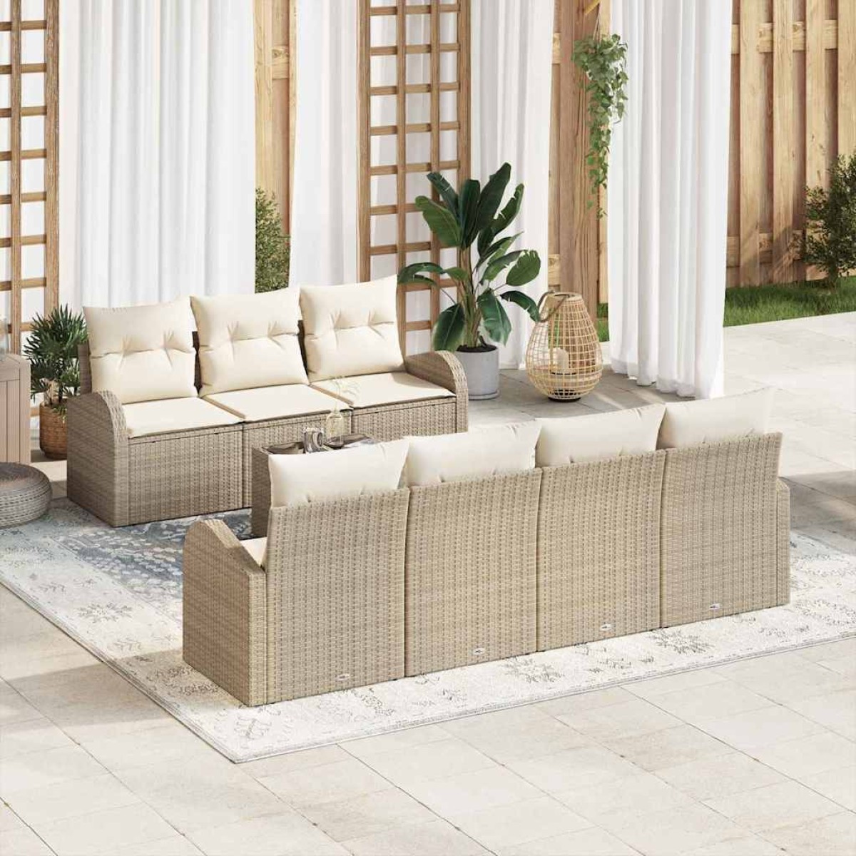 vidaXL Σετ Καναπέ Κήπου Μπεζ 55 x 55 x 37 εκ συνθετικό ρατάν