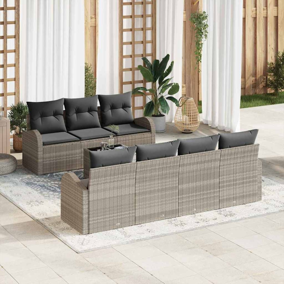 vidaXL Σετ Καναπέ Κήπου Ανοιχτό γκρι 55 x 55 x 37 εκ συνθετικό ρατάν