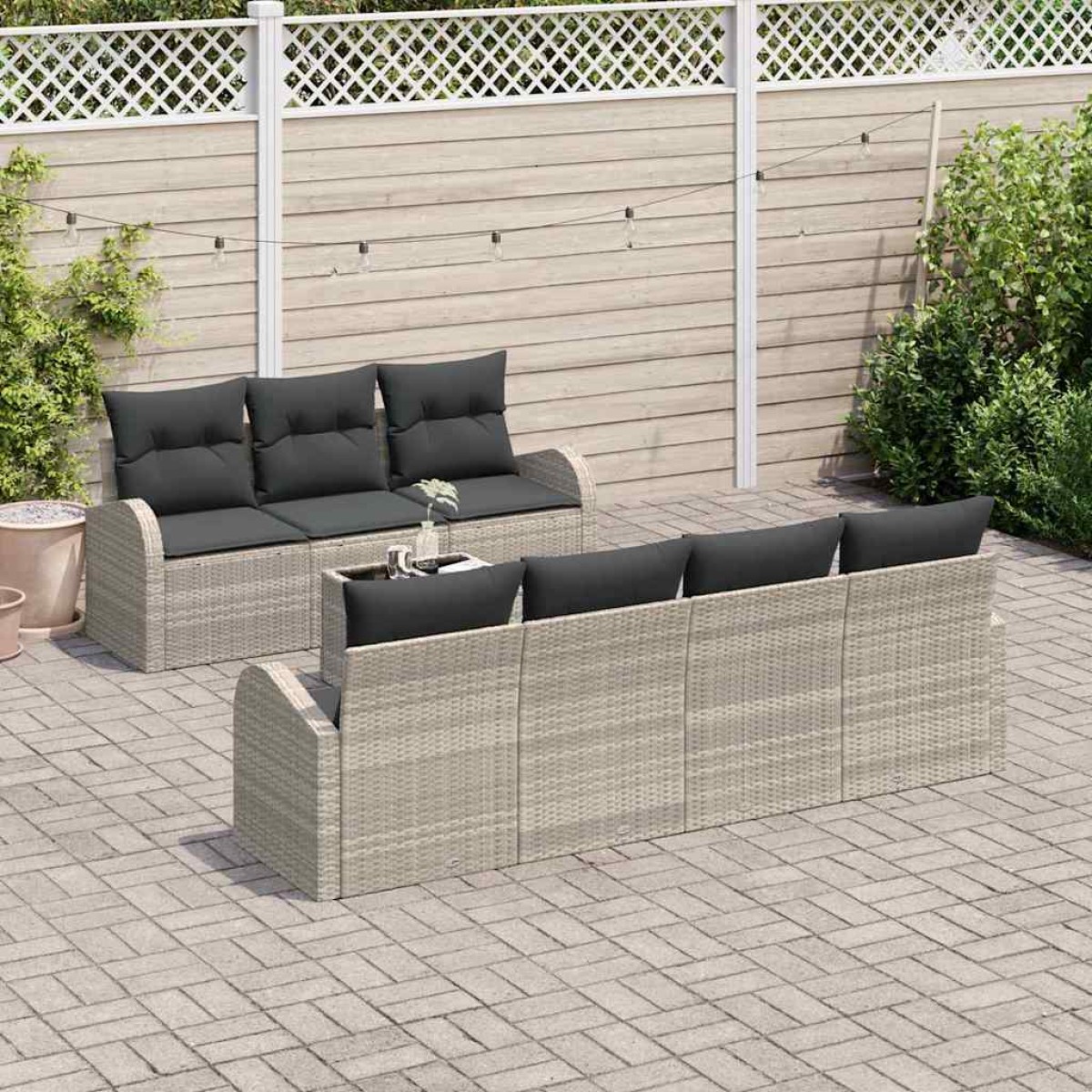 vidaXL Σετ Καναπέ Κήπου Ανοιχτό γκρι 55 x 55 x 37 εκ συνθετικό ρατάν