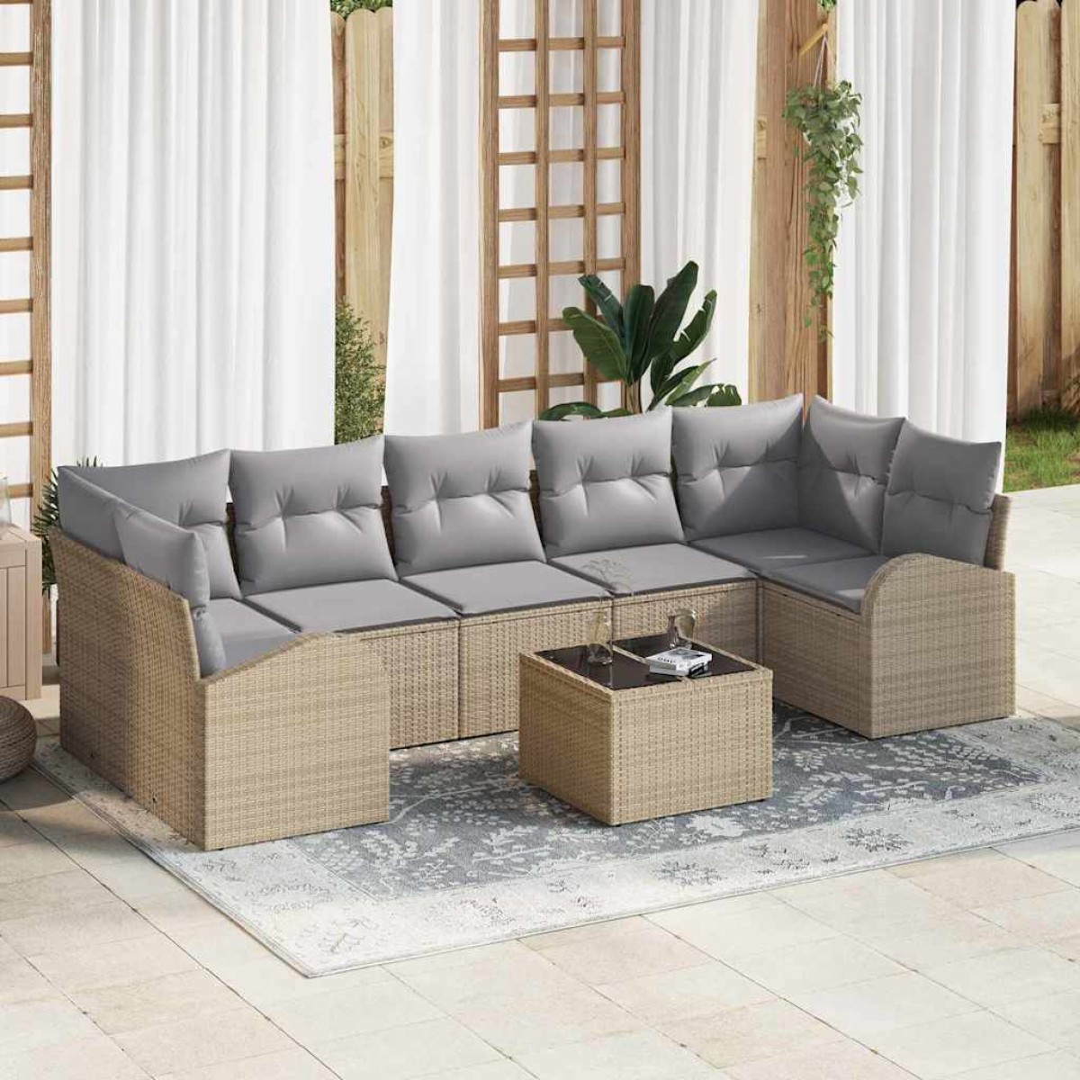 vidaXL Σετ Καναπέ Κήπου Μπεζ 55 x 55 x 37 εκ συνθετικό ρατάν