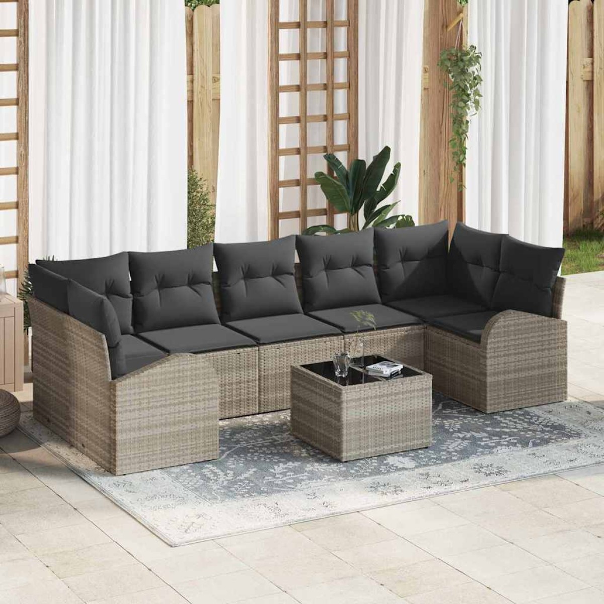 vidaXL Σετ Καναπέ Κήπου Ανοιχτό γκρι 55 x 55 x 37 εκ συνθετικό ρατάν