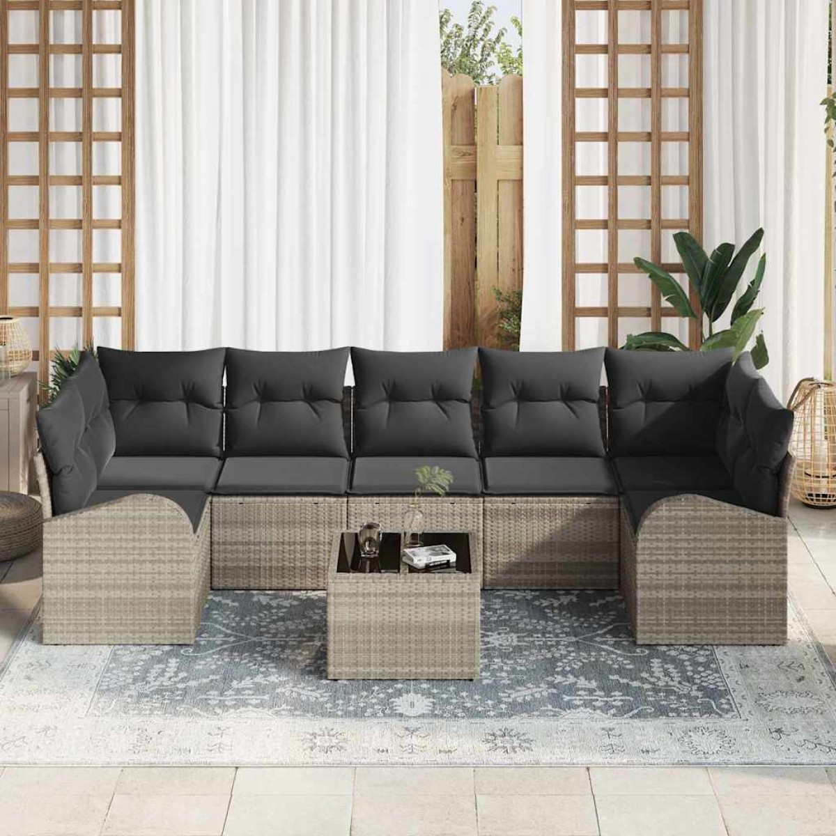 vidaXL Σετ Καναπέ Κήπου Ανοιχτό γκρι 55 x 55 x 37 εκ συνθετικό ρατάν