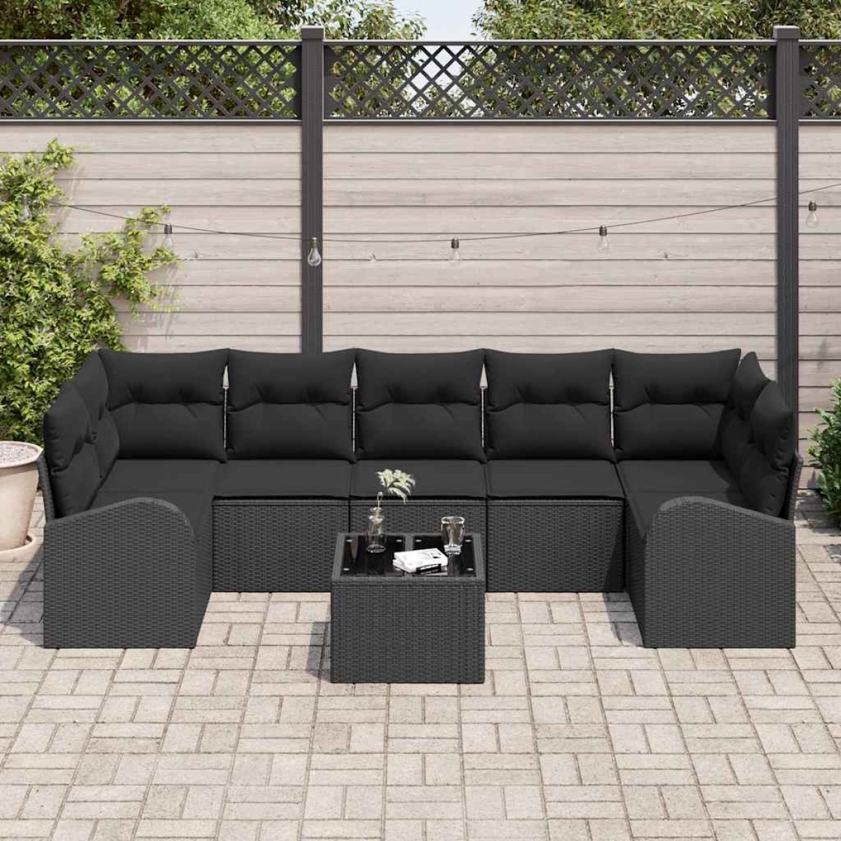 vidaXL Σετ Καναπέ Κήπου Μαύρο 55 x 55 x 37 εκ συνθετικό ρατάν